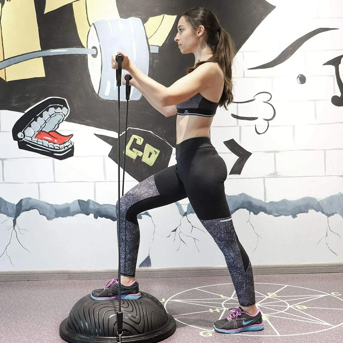 DEVEBOR Half Ball Sport Balance Trainer with Resistance Bands Pump Grind Fitness