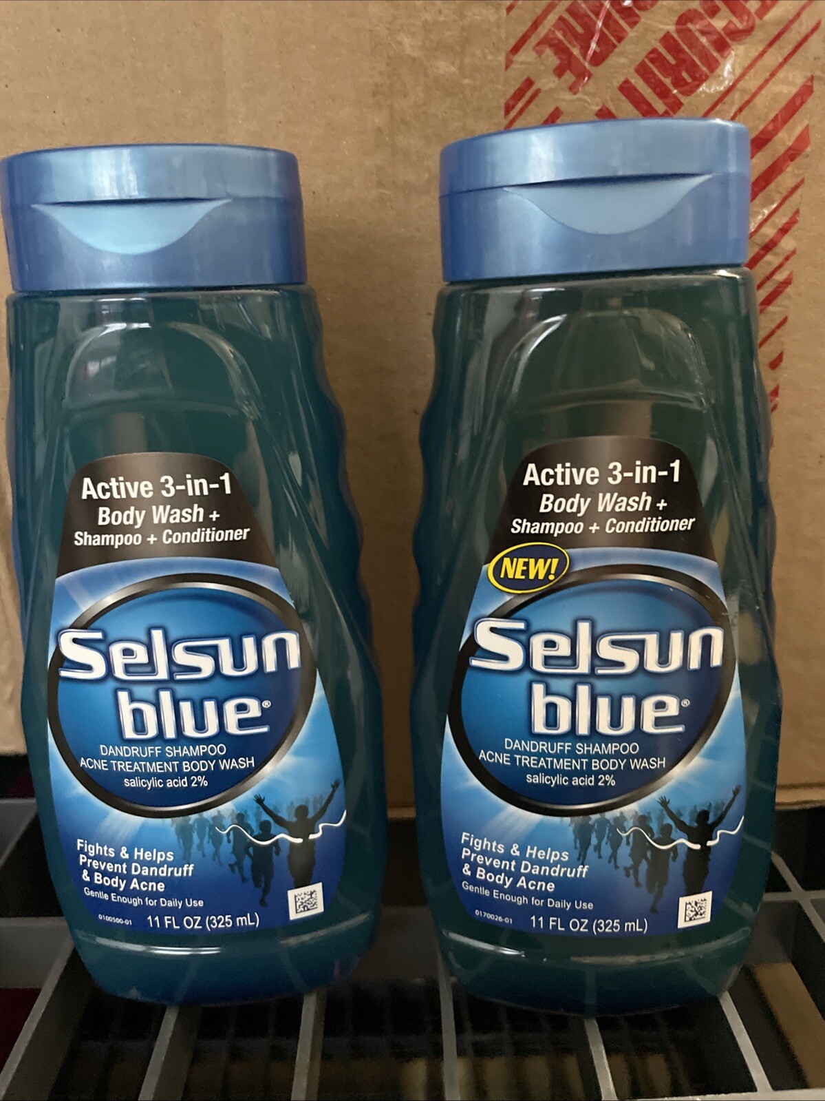 Dos (2) champú y acondicionador anticaspa Selsun Blue 3 en 1 lavado corporal 11 oz