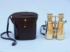 Nautical Binocular Brass polish finish Spyglass Marine with leather box