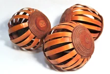 Decorative Spheres Rattan Balls Wood Orbs Set 3