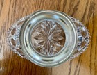 Vintage Wm Adams Leaded Crystal Divided Candy Dish Italy Silverplate Pedestal  — photo 4