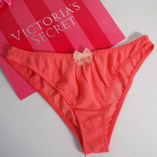 Vintage Victoria's Secret sheer orange chiffon lace bow panties small