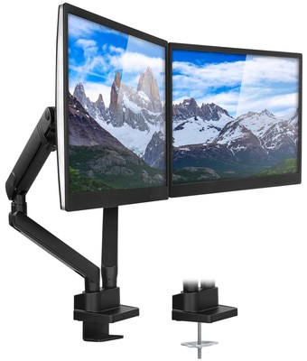 Mount-It Dual Monitor Arm Mount Desk Stand  Premium Quality  Articulating Mechan