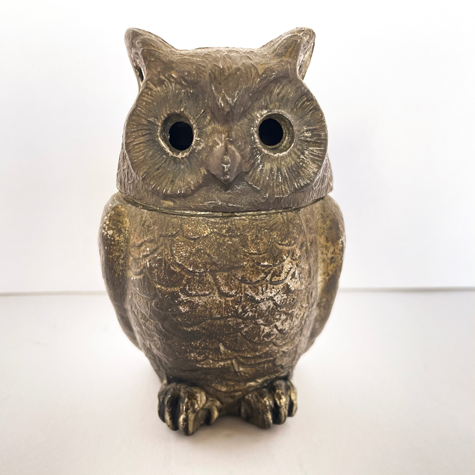 RARE Antique Vantines Owl Incense Burner 1017 Bronze Horned Owl