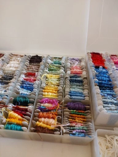 Large Lot Of Embroidery Cross Stitch Floss/Thread Carded In 3 Organizer Cases - Image 4 of 4