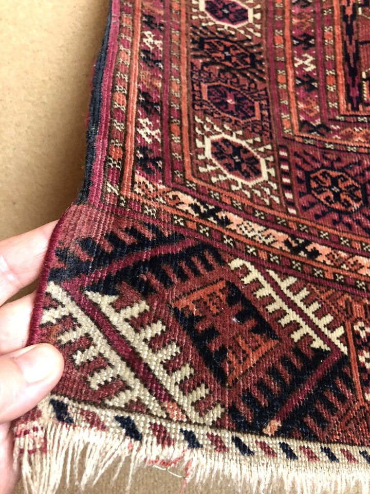 Antique C1890 Tekke Turkoman Bokhara Tiny Knots Pink Gul Super Soft Rug