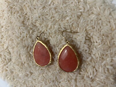 Merci Beaucoup coral large teardrop hanging earring