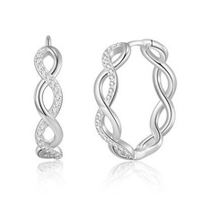 Silver Plated Infinity Hoop Earrings Created with Zircondia® Crystals