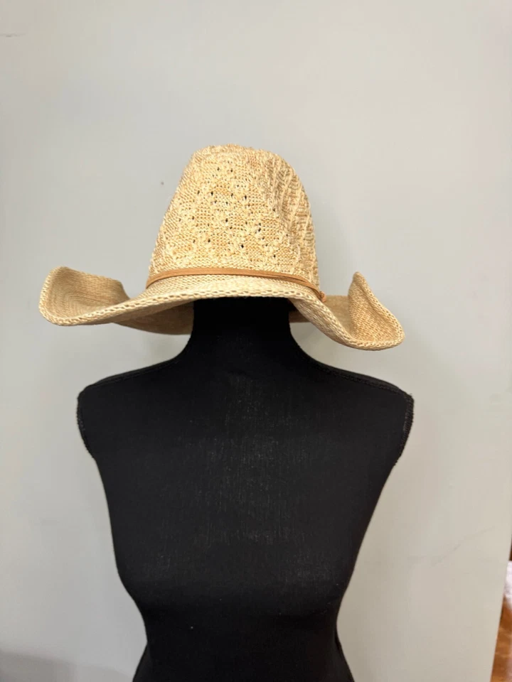 Free People Santa Barbara Packable Sun Hat Wide Brim Hat Suede Cord Detail - Image 3 of 4