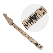 Electric Guitar Neck 22 Fret 25.5 Inch Maple Fretboard Cat Inlay for Replacement
