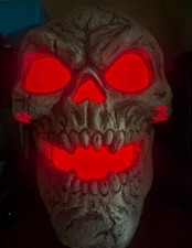 Halloween Skull HUGE 14" TALL LED LIGHT UP SKELETON HEAD SCARY LANTERN DECORATE