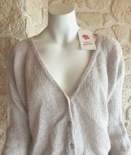 Gilet maille beige avec bouton neuf Talia Benson taille unique avec mohair (sm3)