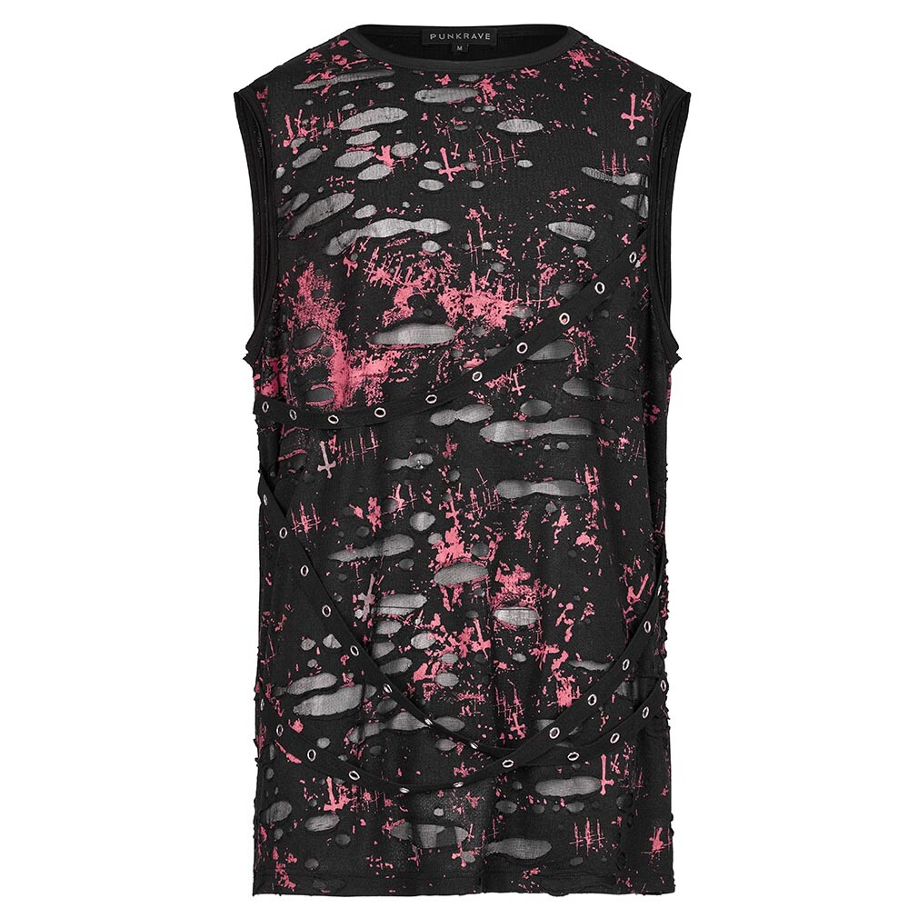 ALTRA Tank Top Punk Rave Cicatrici e ceneri effetto invecchiato grunge punk