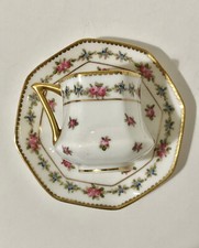 Coalport Demitasse Cup  Saucer, Unique Shape, Tiny Roses