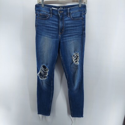 hollister jeans womens size 5R/27 high Rise super skinny crop distressed  Raw hem