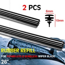 2Pcs 26'' 6mm Universal Car Bus Silicone Frameless Windshield Wiper Blade Refill