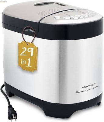 KITCHENARM 29-in-1 SMART Bread Machine w Gluten Free Setting Bread Maker Machine