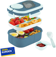 Lunchbox Mit FäChern & Besteck – Bento Box Mit SoßEnbehäLter, Auslaufsicher, Bpa