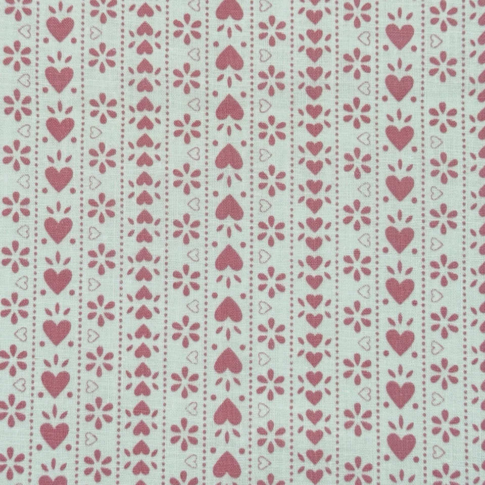 Vtg Valentines Fabric Petite Hearts Flowers Pink White Cotton 1/2 Yd x 36" Doll - Image 3 of 4