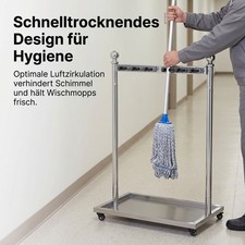 Mopshalter Besenhalter Freistehend Edelstahl f&uuml;r Reinigungswagen Mobil