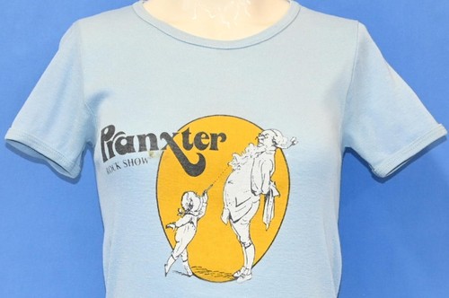 vintage 70s PRANXTER ROCK SHOW BLUE RIB KNIT SOFT t-shirt WOMEN'S EXTRA SMALL XS