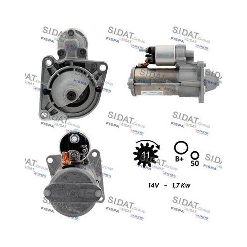 Démarreur Sidat S12BH0796 pour Alfa Romeo Fiat Lancia piece auto electricite 1.4kw