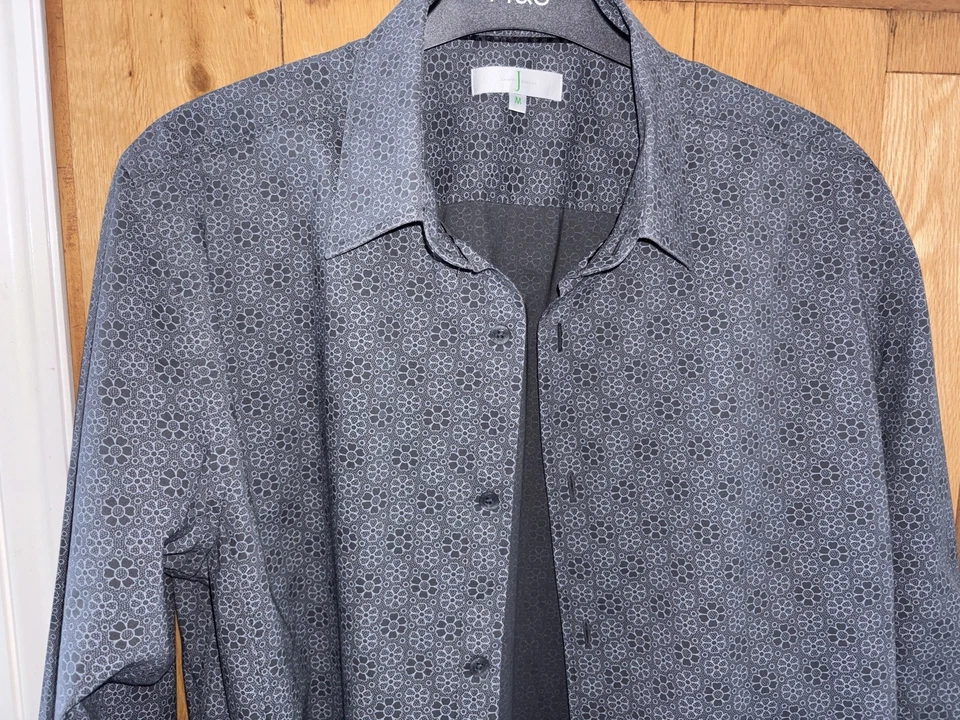 Men's Jasper Conran Grey Geo L'Sleeved Collared Shirt, UK Size M, chest 39-42' - Image 2 of 4