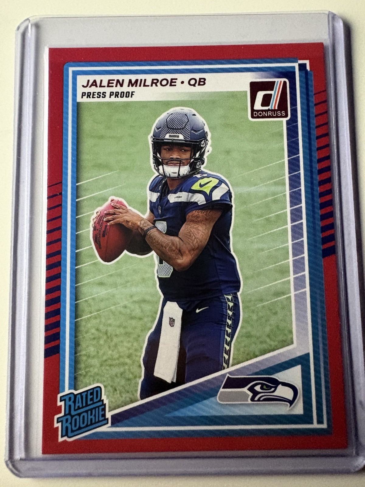 2025 Panini Donruss - Rated Rookie Jalen Milroe #307 Press Proof Red (RC)