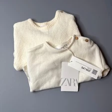 Zara Baby Cream 2 Piece Shirt Bundle 1-3M Gender Neutral Wardrobe Staple