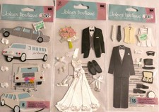 RARE 3 PACKS BY JOLEE'S BRIDE AND GROOM, GROOM'S ATTIRE AND LIMO'S  33 PIECES