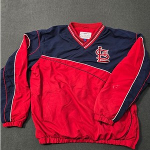 St Louis Cardinals Pullover V Neck Wind Breaker Jacket Navy Red L G MLB Baseball