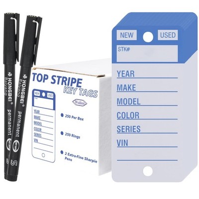 Vinyl Poly Car Key Tags 250 Pcs with 250 Split Rings & 2 Markers, Heavy-Duty ...
