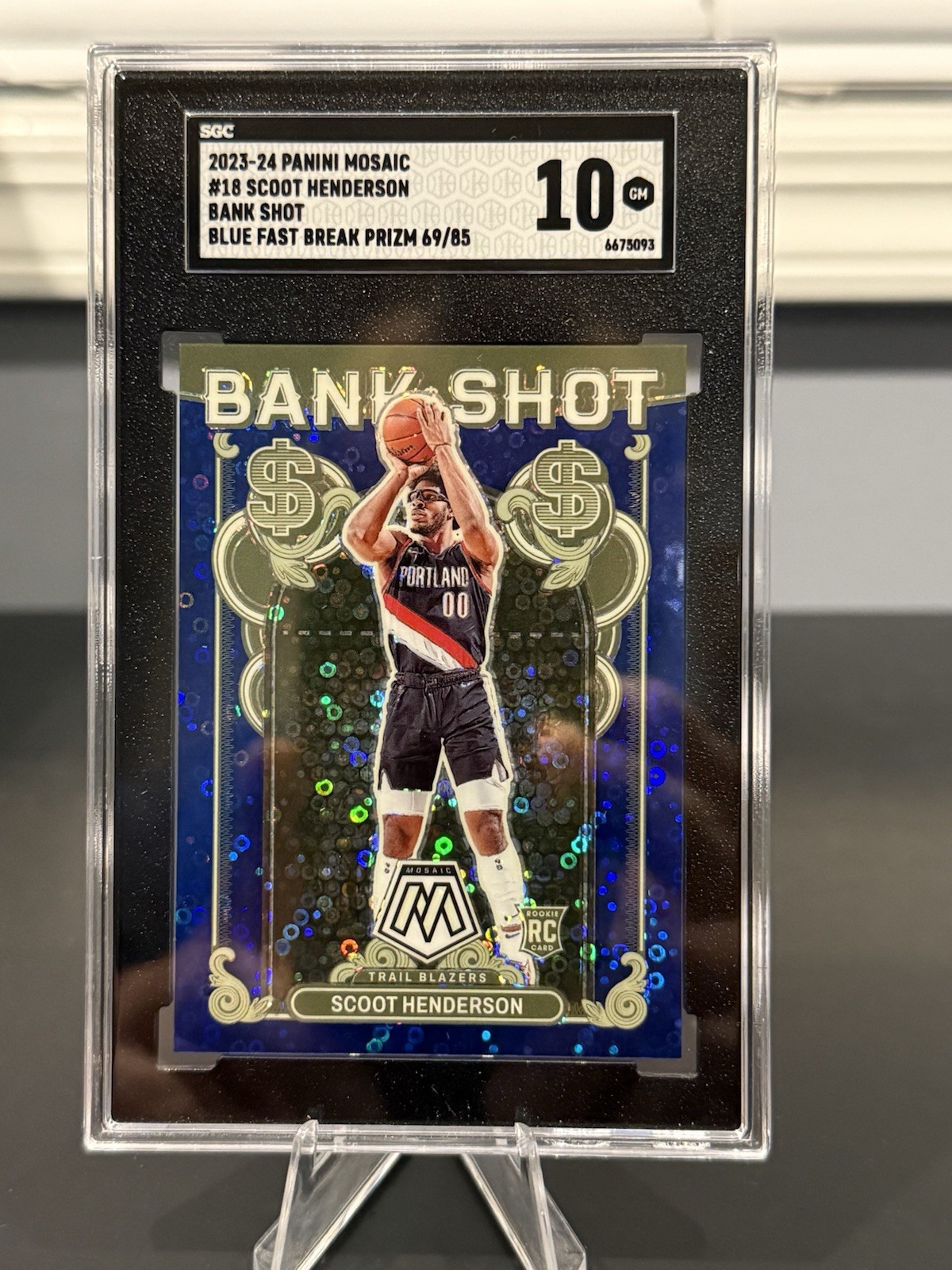2023-24 Panini Mosaic SCOOT HENDERSON #18 Bank Shot Blue Fast Break /85 PSA 10