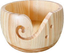 Wooden Yarn Bowl, 5.9  3.2Inch Knitting Yarn Holder, Yarn Bowls with Holes for