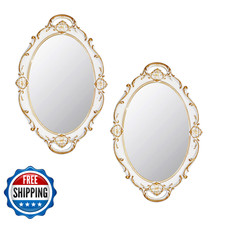 Eaoundm 14.5x10" Oval Antique Decorative Wall Mirror Vintage Hanging Mirror