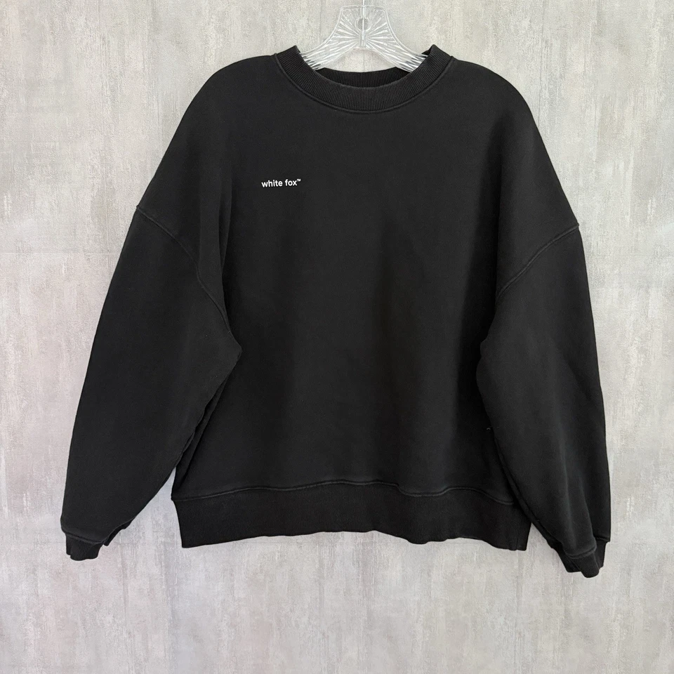White fox Sweatshirt Womens Size S/M Logo Black Crewneck Casual Lounge Black - Image 2 of 4