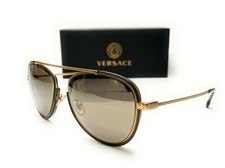 Versace VE2193 14285A Tribute Gold Mirror Gold Lens Men Phantos Sunglasses 56mm