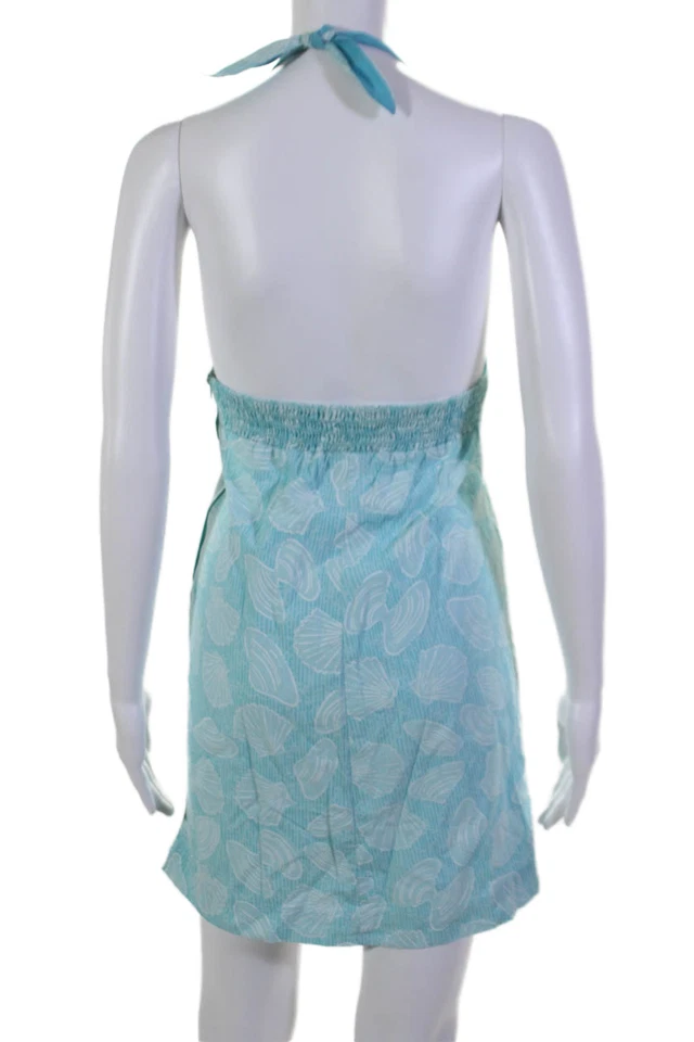 Vestido Lilly Pulitzer Niñas Gráfico Cuello en V Sin Mangas Cuello Atado Azul Talla 14 Foto 3 de 4