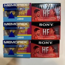 Lot Of 6 NEW SEALED Audio Recording Cassettes 90 Minutes Sony Memorex