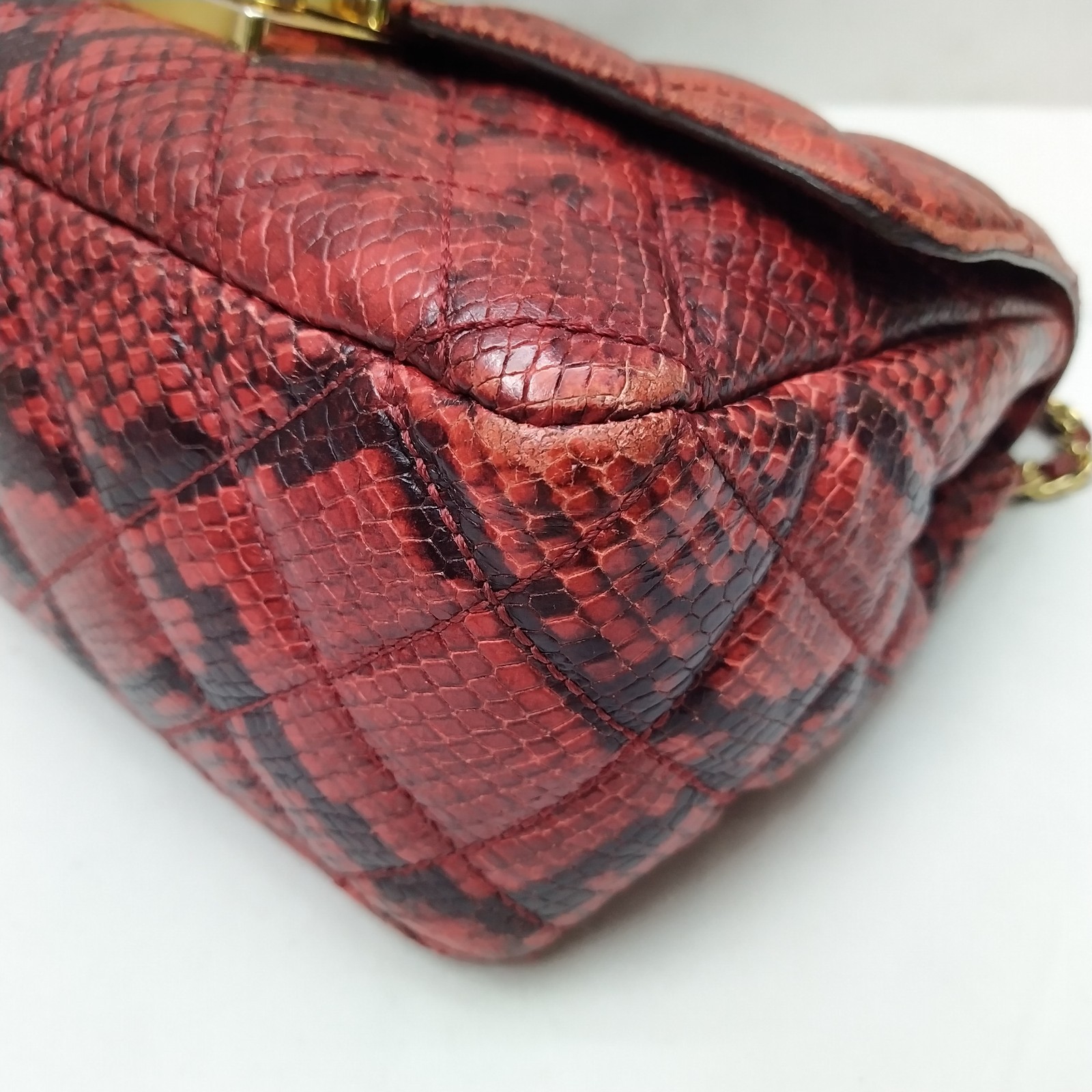 Michael Kors Red Leather Quilted Python Embossed … - image 12