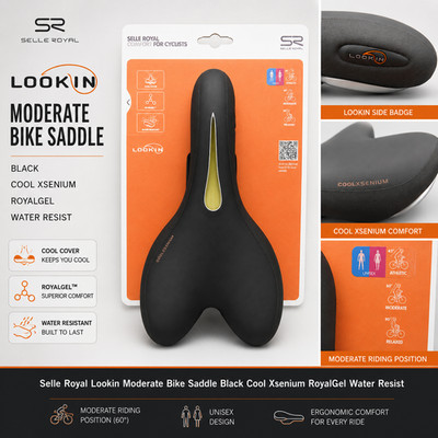 Selle Royal Lookin Moderate Fahrradsattel Schwarz Cool Xsenium RoyalGel Water Resist