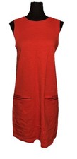 Madewell Zip Pocket Shift Dress S Small Persimmon Red Orange Cotton Sleeveless