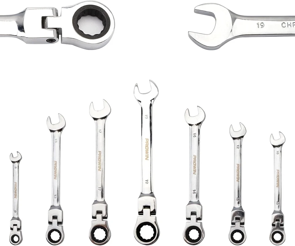 Prowin 7-teiliges Spezialeinsätze Schraubenschlüssel-Set mit offenem Flex-Kopf Kombination schwarz  - Bild 2 von 4