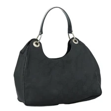 GUCCI GG Canvas Shoulder Bag Nylon Black Auth yk16498