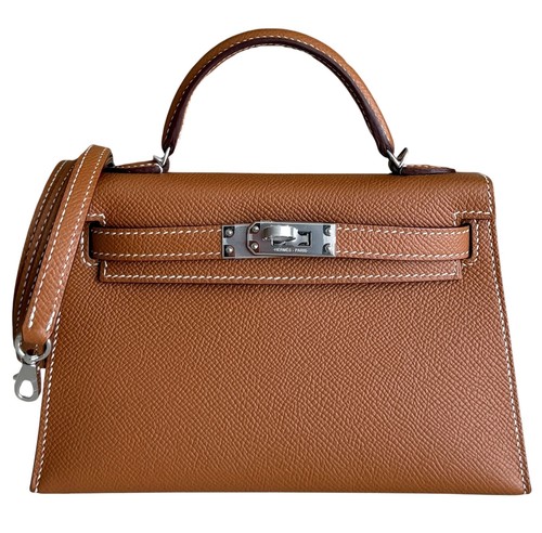 Hermes Kelly Mini 20 Gold Tan Epsom Leather Palladium Hardware