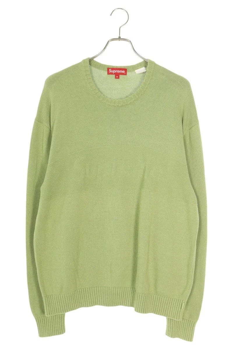 Pull Supreme Knit taille M 22SS panneau texturé logo tricot jacquard occasion HJ12