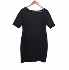 Talbots Black Sheath Dress Short Sleeve Size 10 LBD Work Office Dressy Modest
