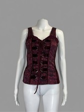 TRIPP NYC vintage 90s Y2K red crushed velvet lace corset top womens size small