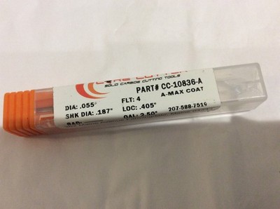 Core Cutter Dia 055'' 4 FLT End Mill  Cutter CC-10836 A-Max .187 Shank