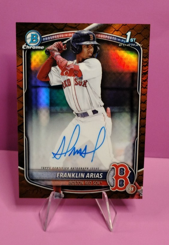 2025 Bowman #CPA-FA Franklin Arias 1st Chrome Orange Reptilian Auto /25 Red Sox